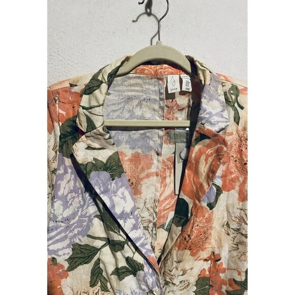 Joie Blazer Womens Medium Garden Floral Linen One Button Closure Cottagecore - Picture 2 of 5